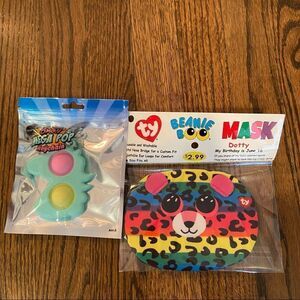 🍭4/$20 New Unicorn Popper Key Chain and Rainbow Beanie Boo Kid’s Face Mask